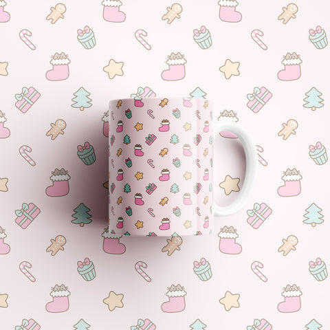 Pink Christmas Ceramic Mug